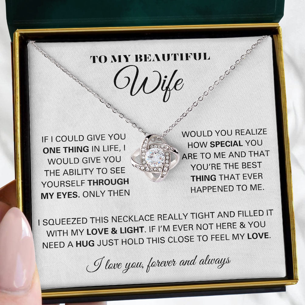 To My Beautiful Wife | "Always Here" | Love Knot Necklace