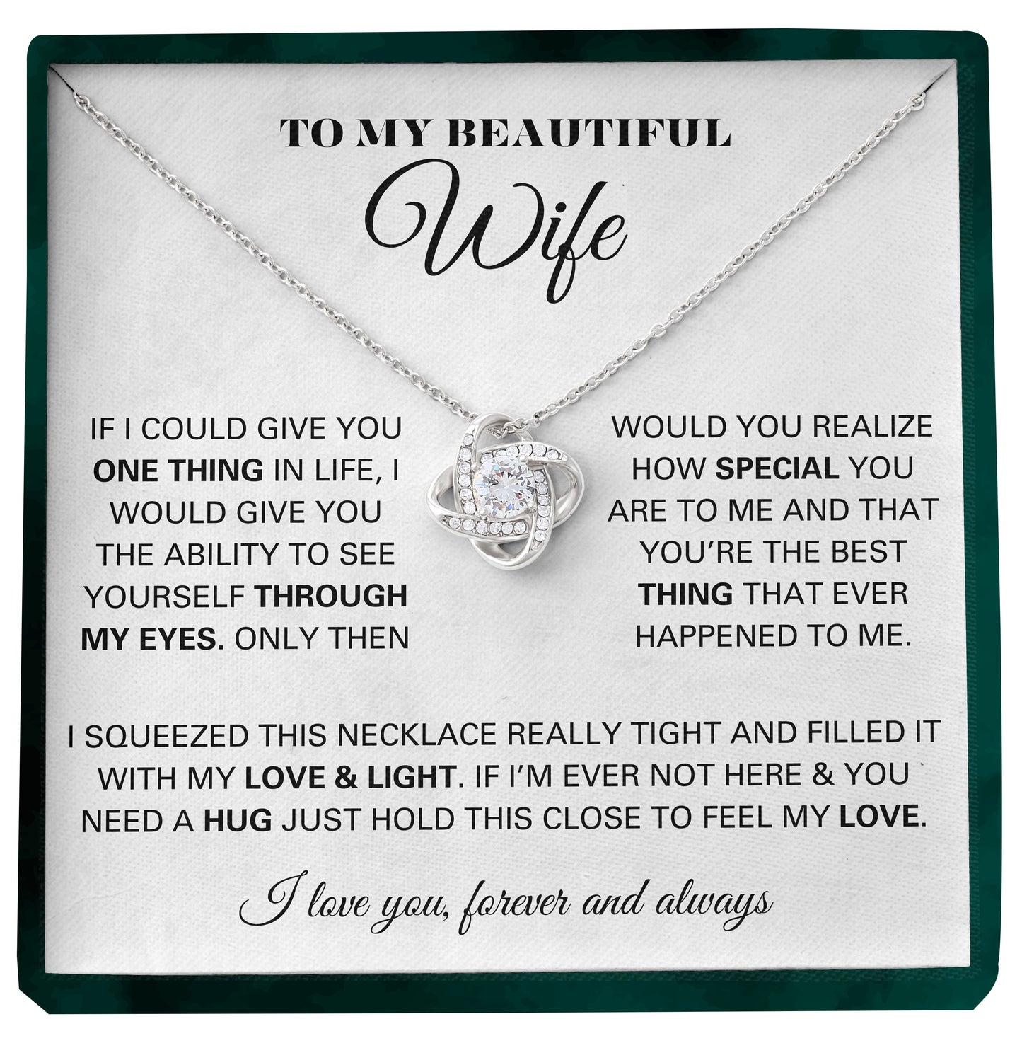 To My Beautiful Wife | "Always Here" | Love Knot Necklace