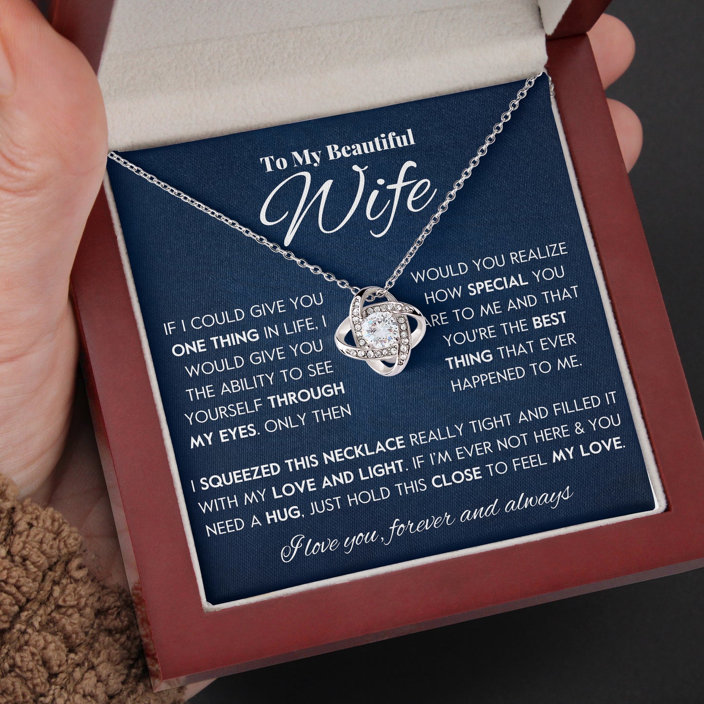 To My Beautiful Wife | "Through My Eyes" | Love Knot Necklace