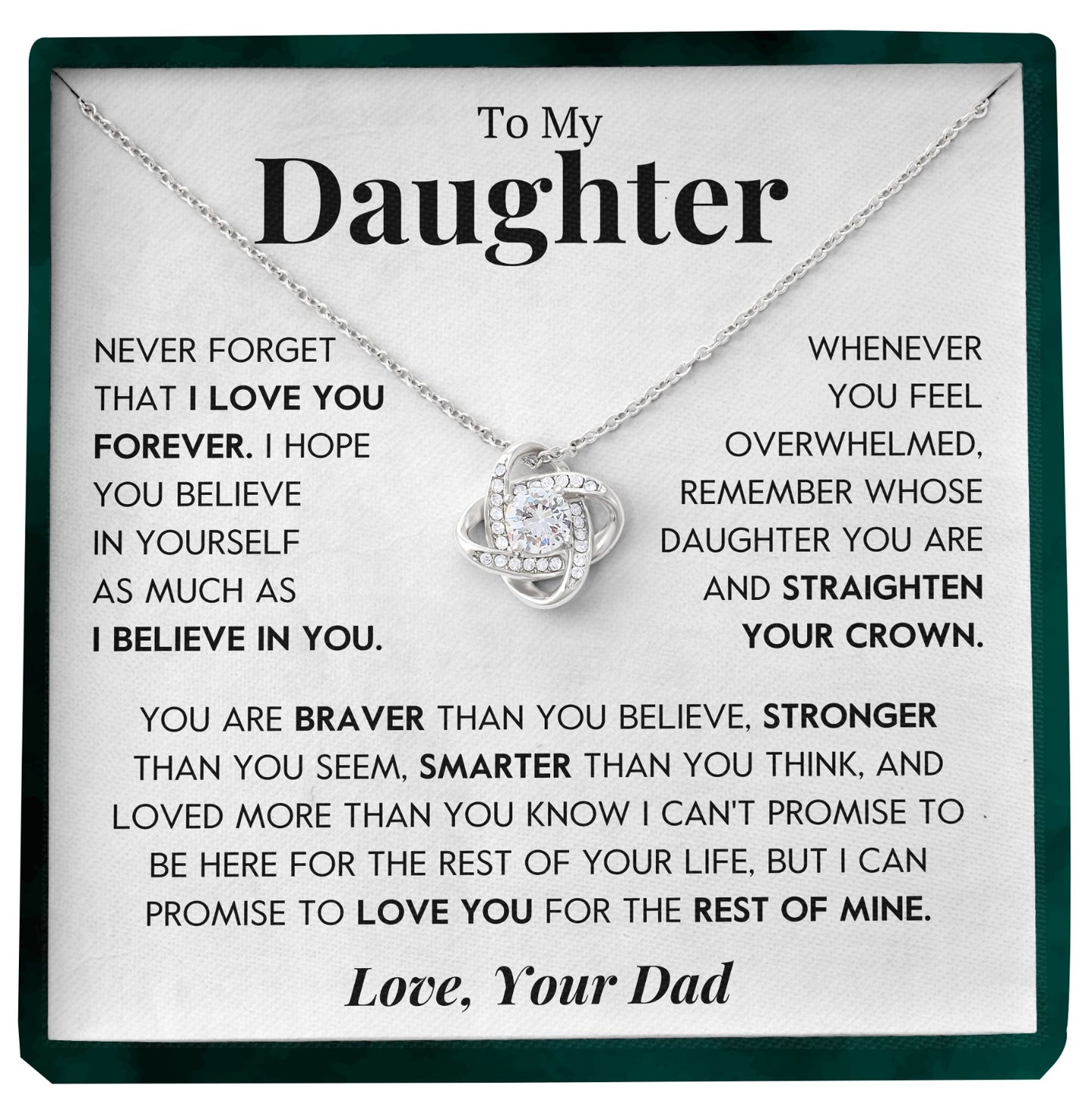 To My Daughter | "Believe In You" | Love Knot Necklace