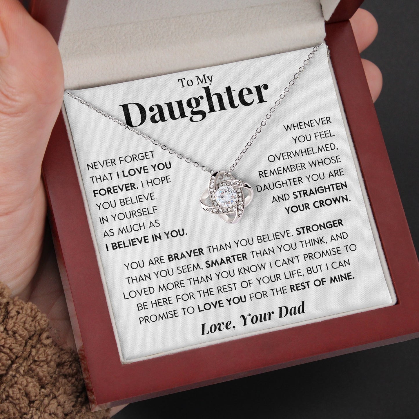 To My Daughter | "Believe In You" | Love Knot Necklace