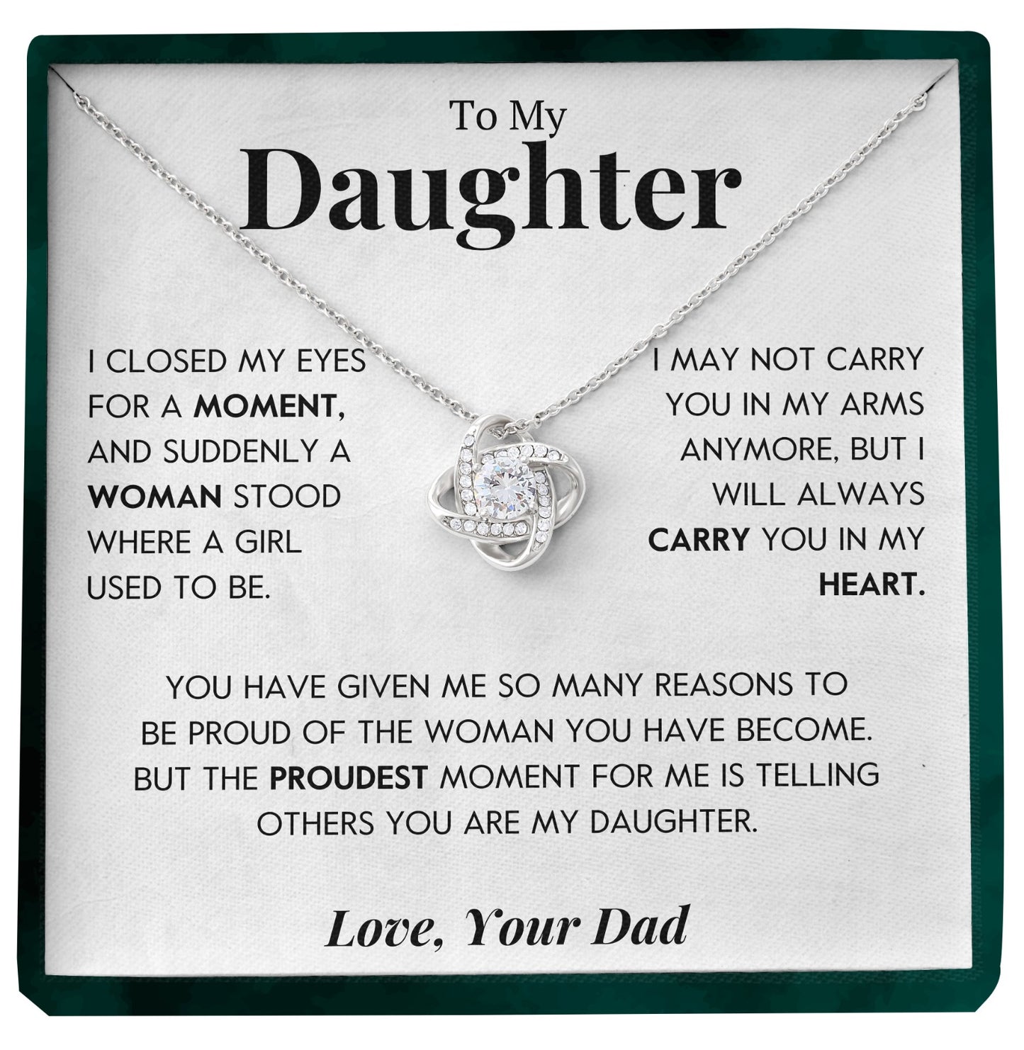 To My Daughter | "In My Heart" | Love Knot Necklace