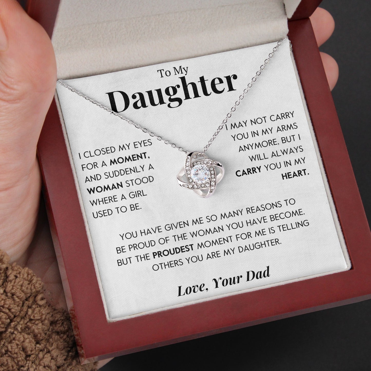 To My Daughter | "In My Heart" | Love Knot Necklace