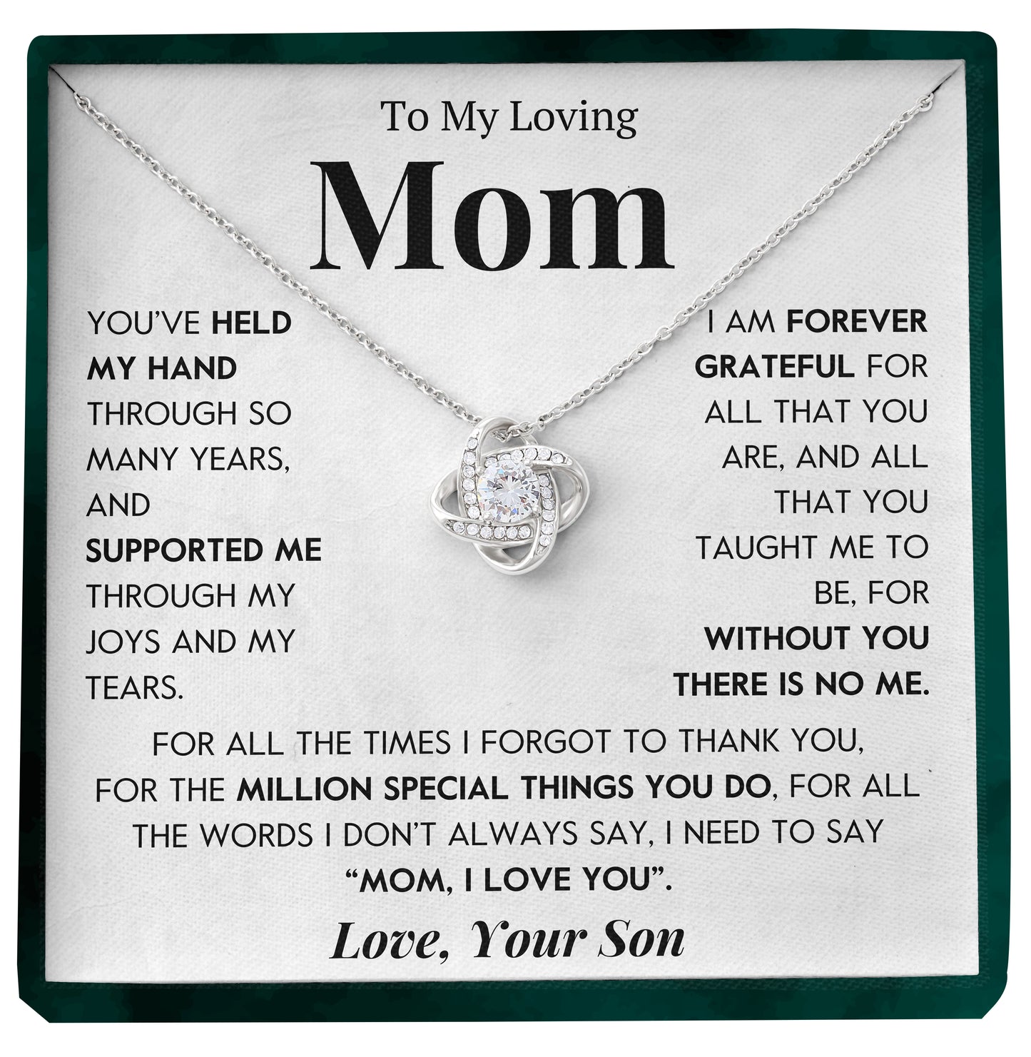 To My Mom | "Forever Grateful" | Love Knot Necklace