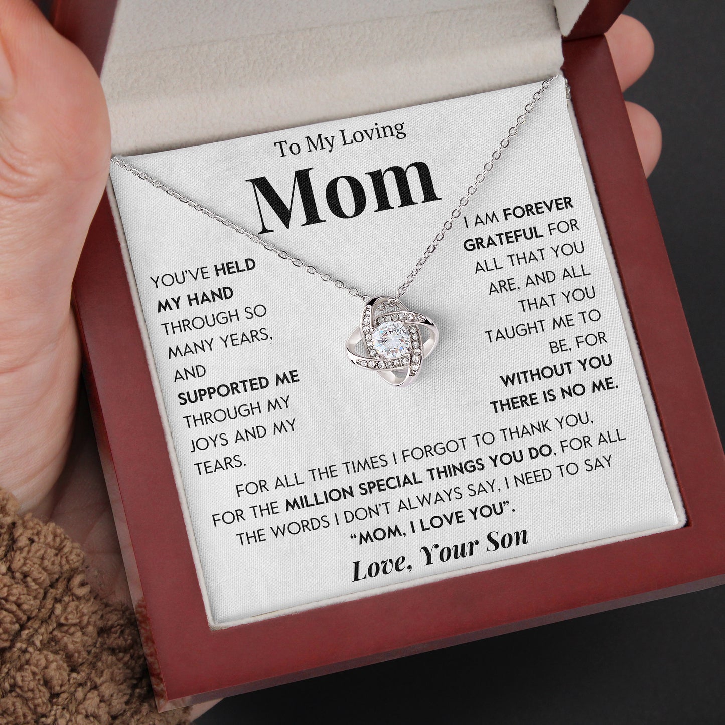 To My Mom | "Forever Grateful" | Love Knot Necklace