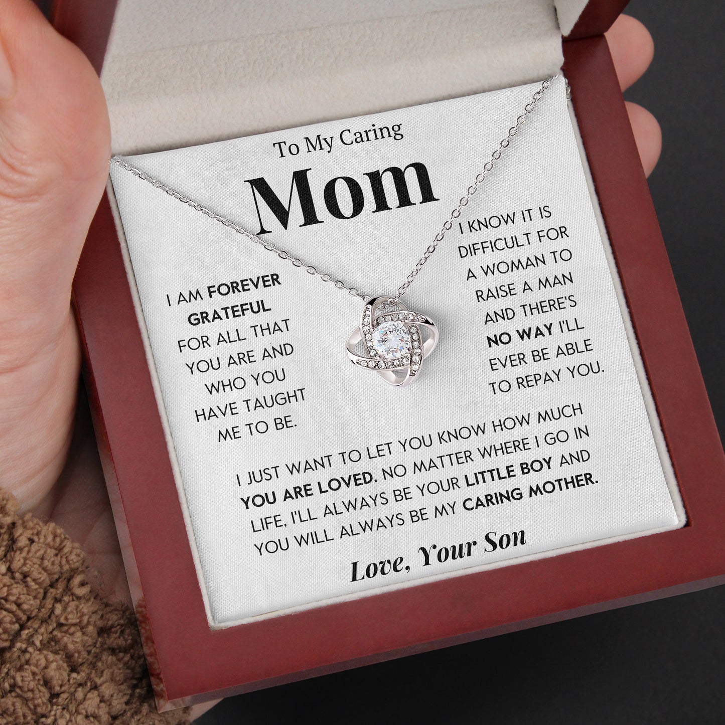 To My Mom | "You Are Loved" | Love Knot Necklace