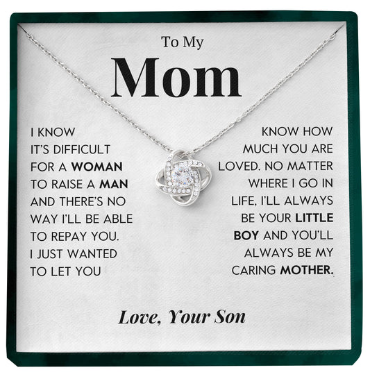 To My Mom | "Caring Mother" | Love Knot Necklace