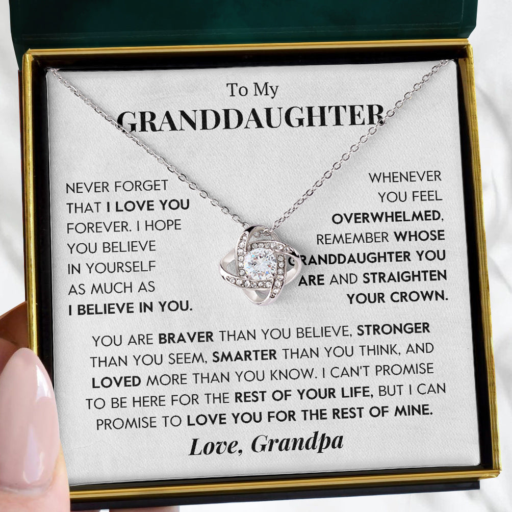 To My Granddaughter | "Straighten Your Crown" | Love Knot Necklace