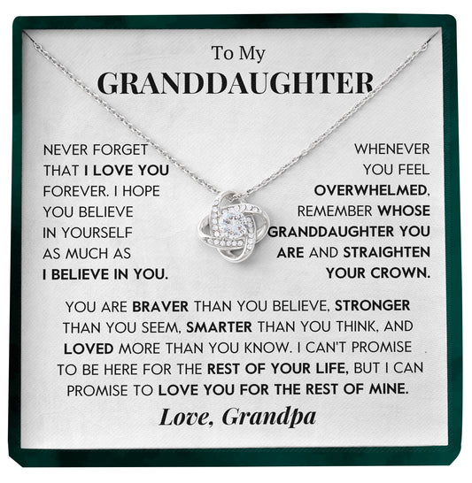 To My Granddaughter | "Straighten Your Crown" | Love Knot Necklace