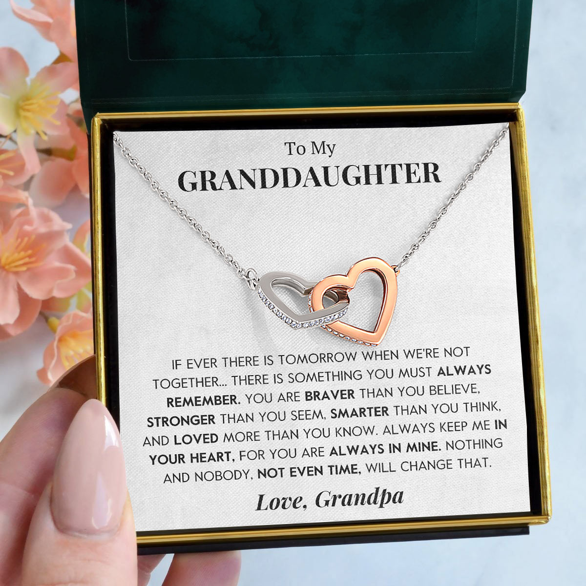 To My Granddaughter | "Always Keep Me In Your Heart" | Interlocking Hearts Necklace