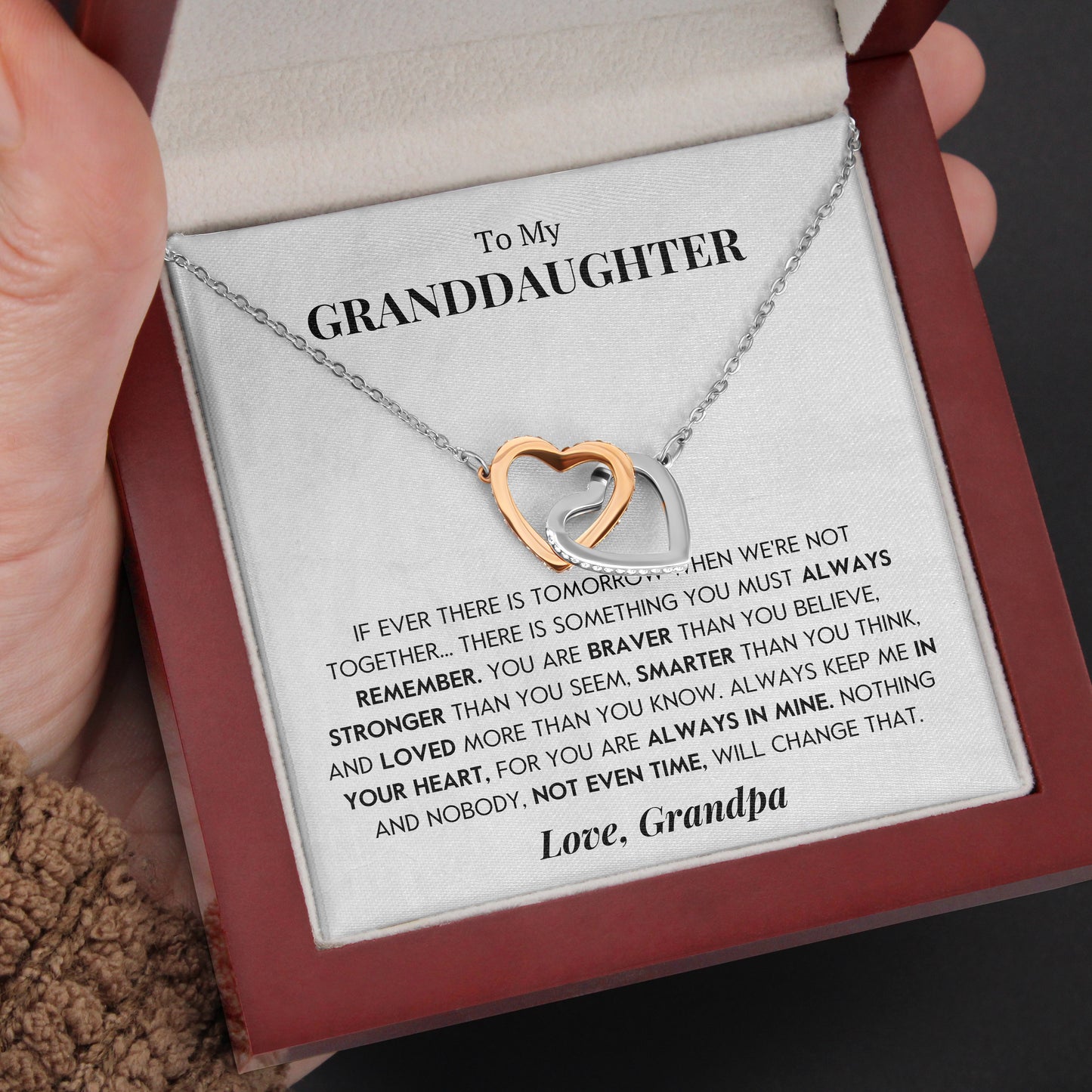 To My Granddaughter | "Always Keep Me In Your Heart" | Interlocking Hearts Necklace