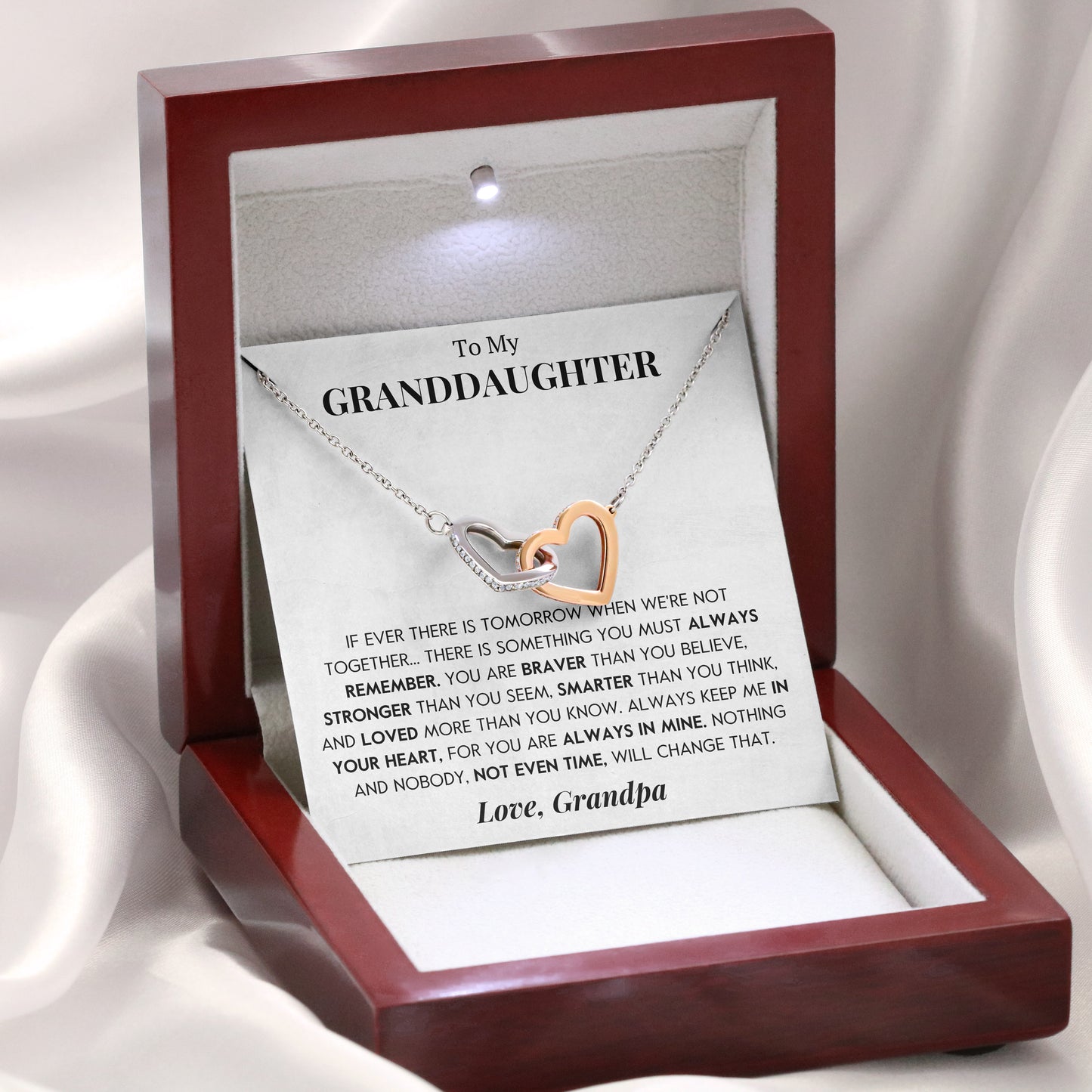 To My Granddaughter | "Always Keep Me In Your Heart" | Interlocking Hearts Necklace