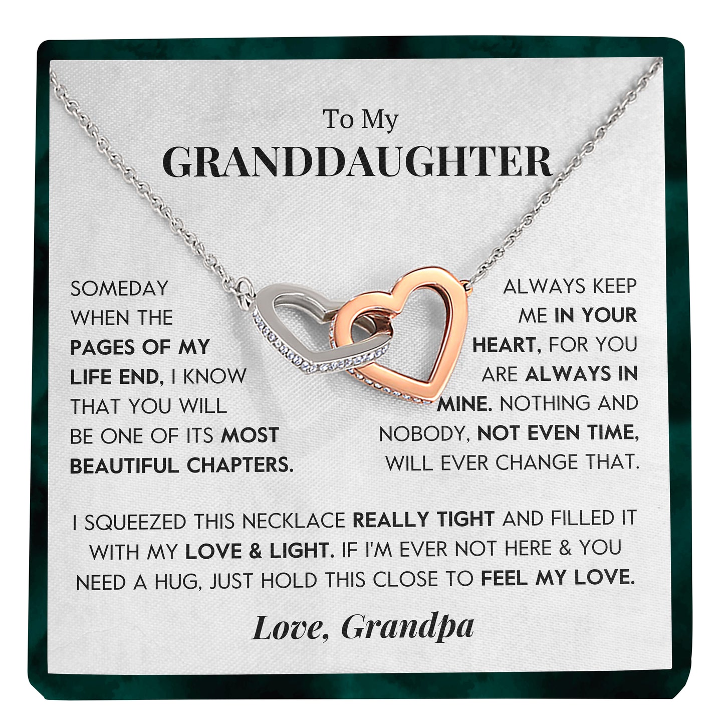 To My Granddaughter | "Most Beautiful Chapter" | Interlocking Hearts Necklace