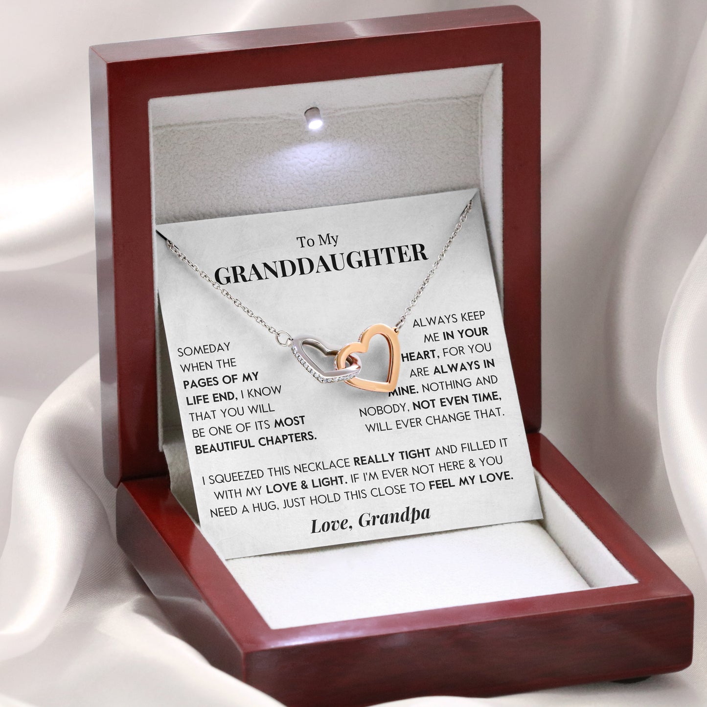 To My Granddaughter | "Most Beautiful Chapter" | Interlocking Hearts Necklace