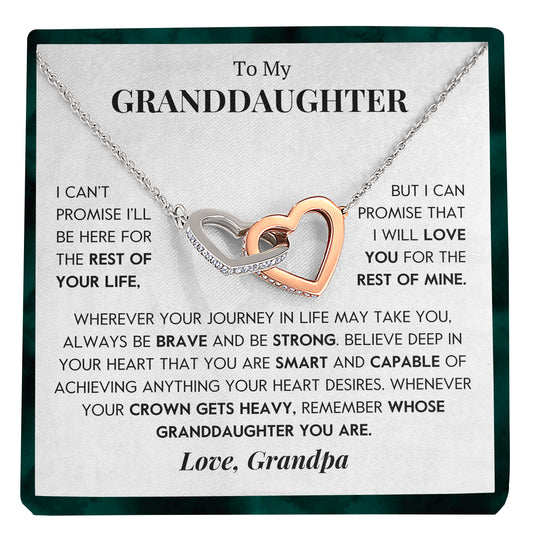 To My Granddaughter | "Brave and Strong" | Interlocking Hearts Necklace