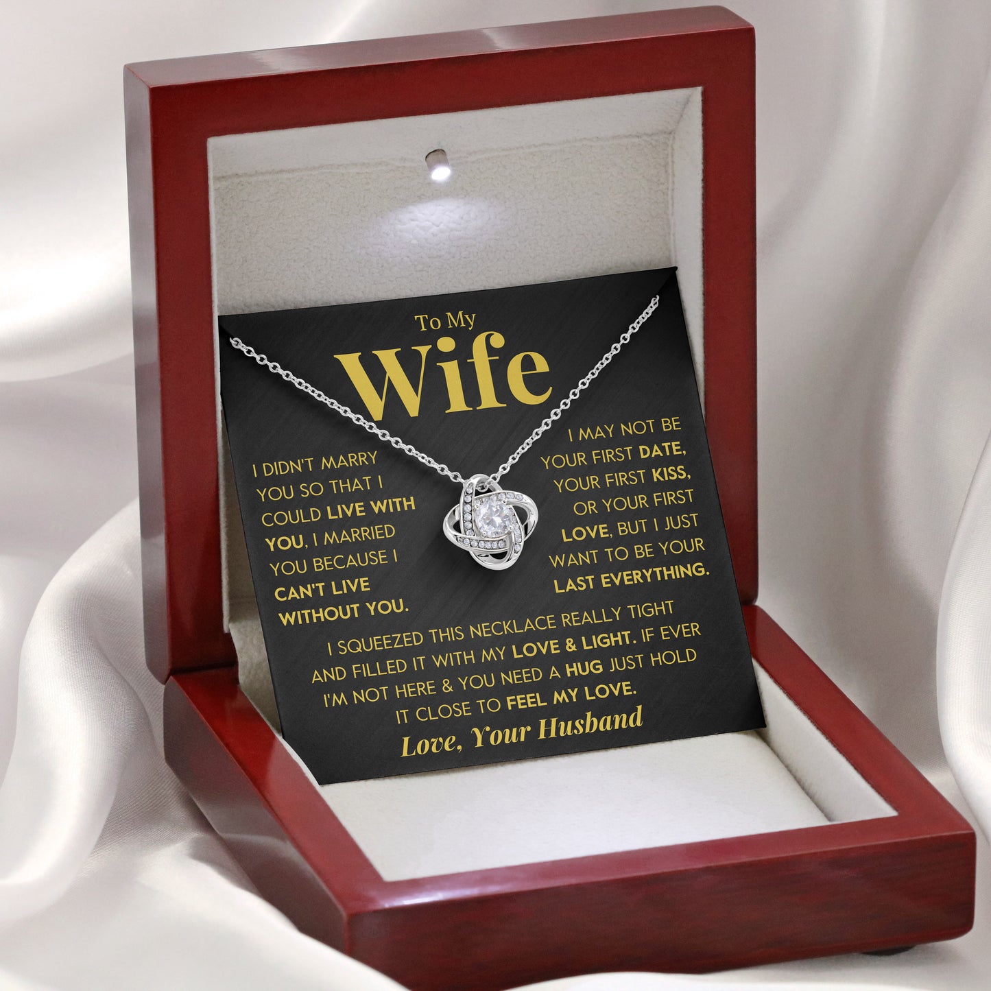 To My Wife | "Can't Live Without You" | Love Knot Necklace