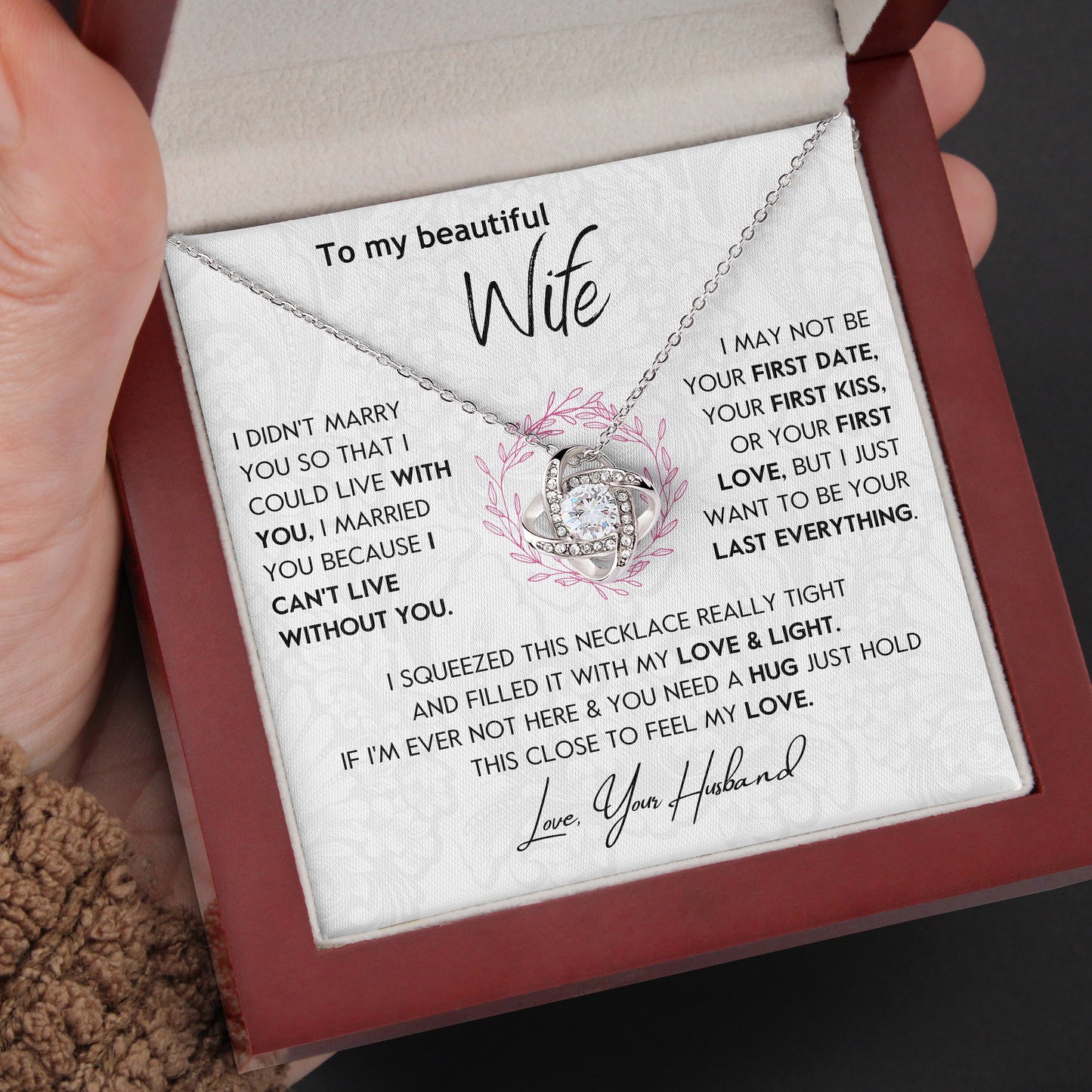 To My Wife | "I Can't Live Without You" | Love Knot Necklace