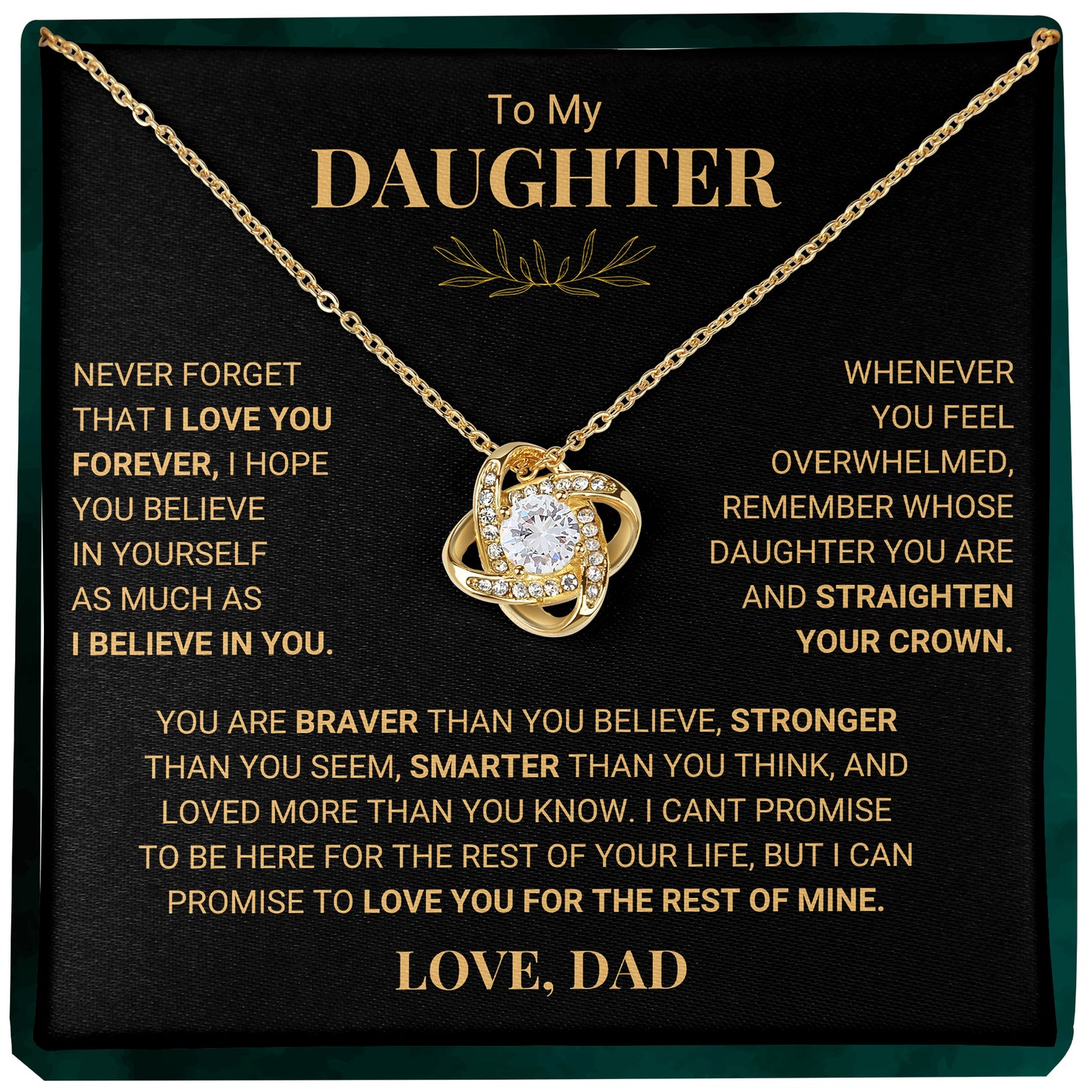 To My Daughter | "Never Forget That I Love You" | Love Knot Necklace