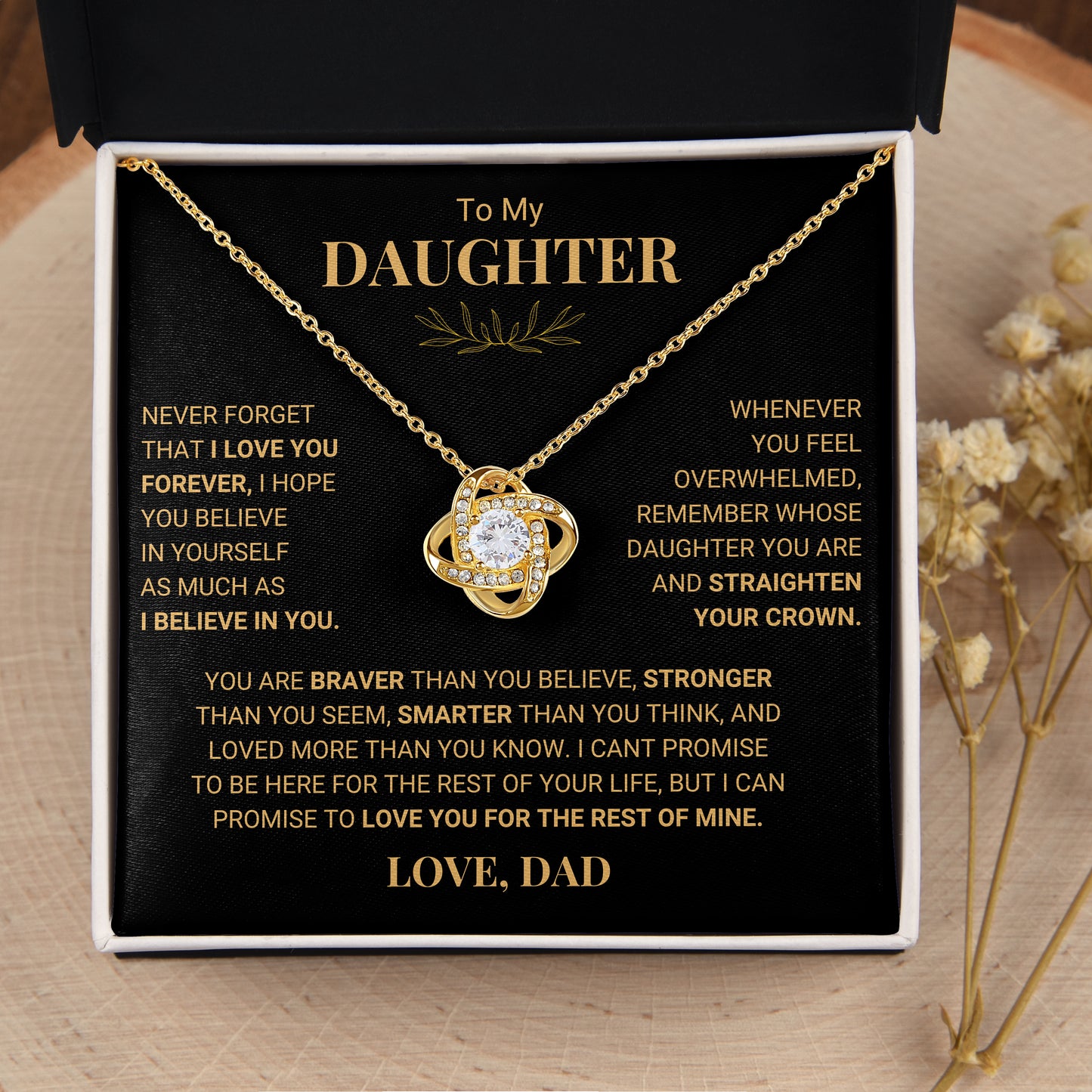 To My Daughter | "Never Forget That I Love You" | Love Knot Necklace