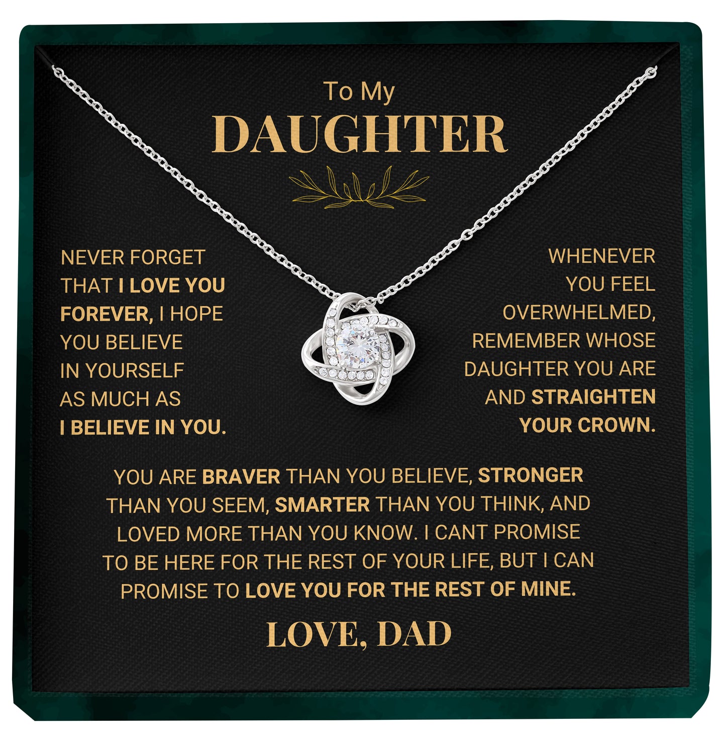 To My Daughter | "Never Forget That I Love You" | Love Knot Necklace