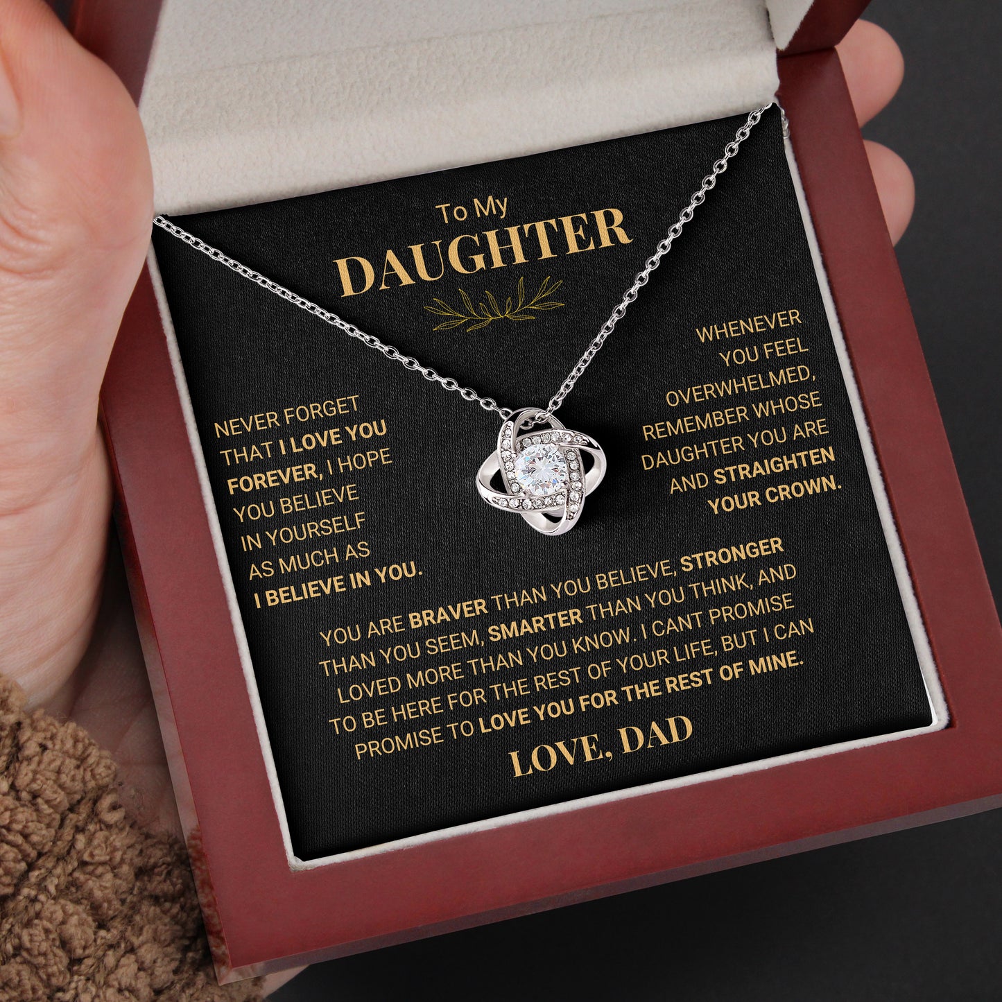 To My Daughter | "Never Forget That I Love You" | Love Knot Necklace