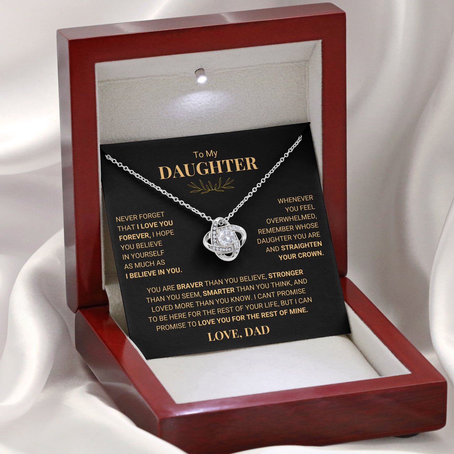 To My Daughter | "Never Forget That I Love You" | Love Knot Necklace