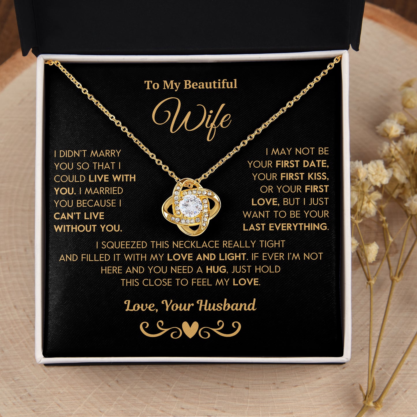 To My Wife | "I Can't Live Without You" | Love Knot Necklace