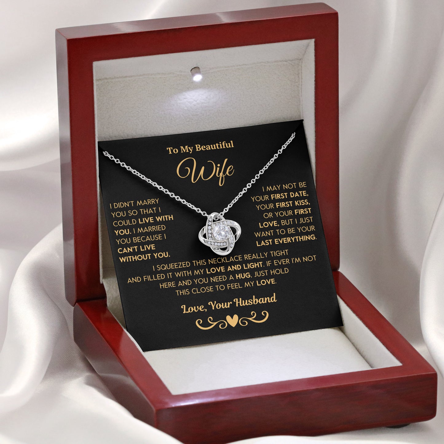 To My Wife | "I Can't Live Without You" | Love Knot Necklace