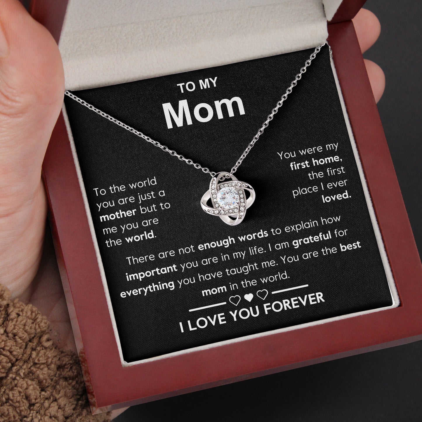 To My Mom | "My World" | Love Knot Necklace