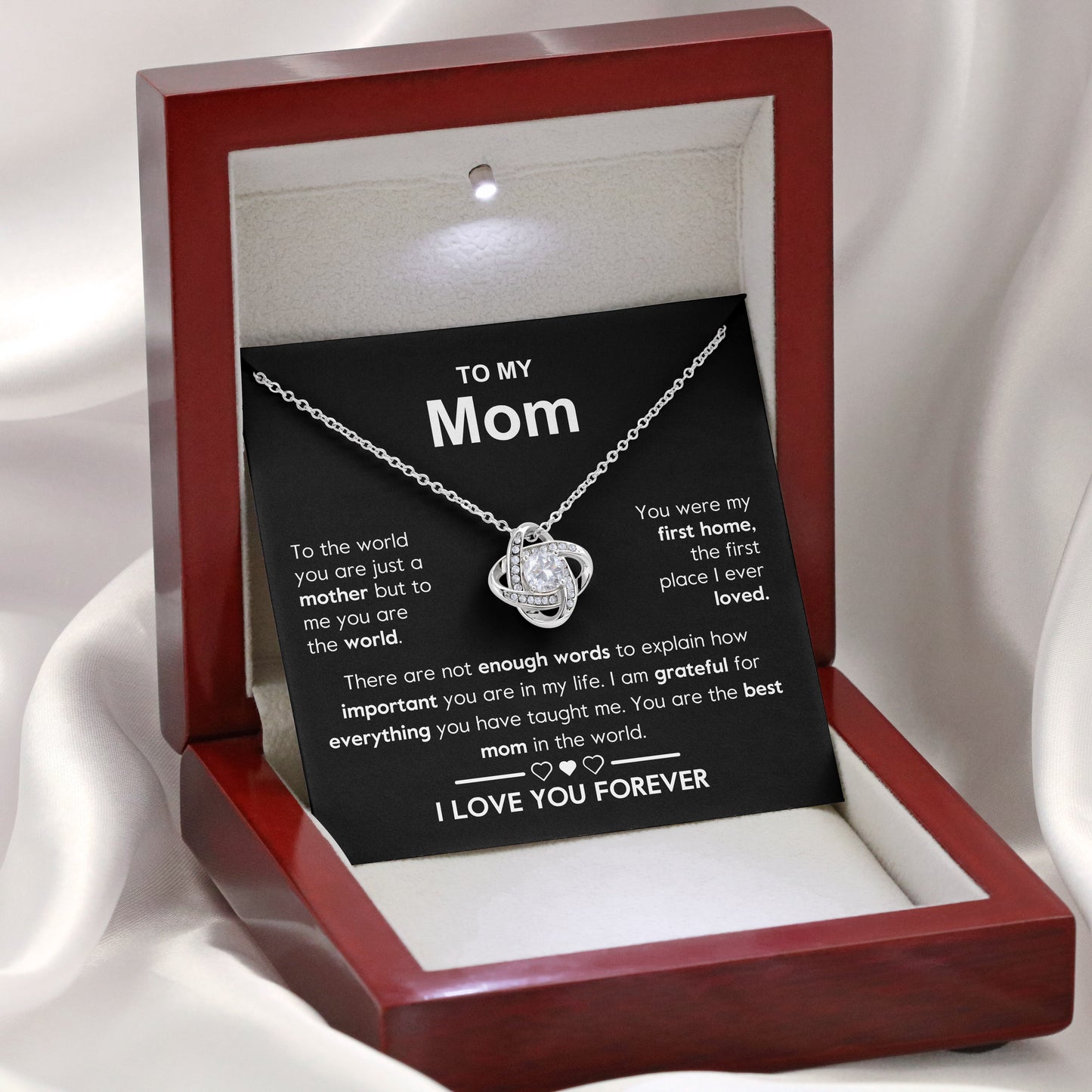 To My Mom | "My World" | Love Knot Necklace