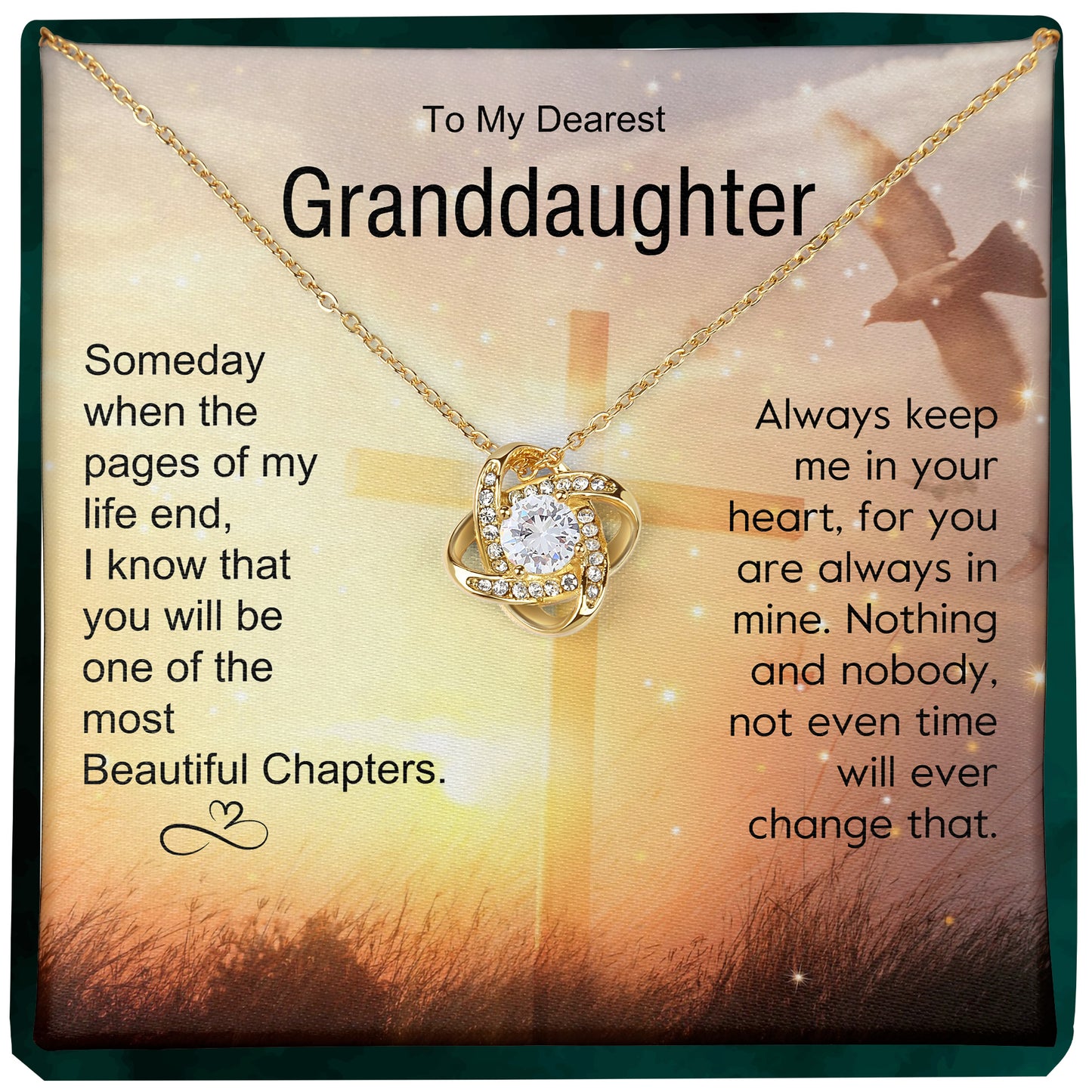 To My Granddaughter | "Pages Of Life" | Love Knot Necklace