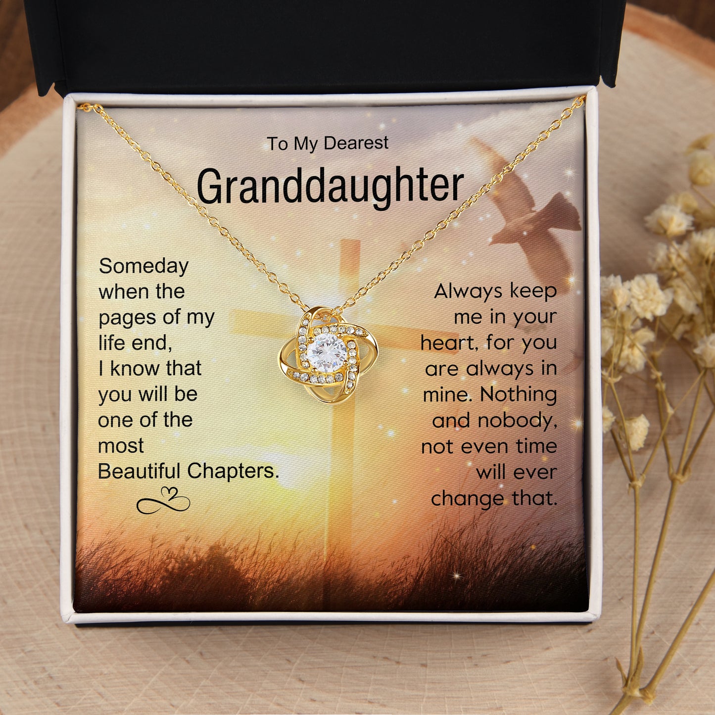 To My Granddaughter | "Pages Of Life" | Love Knot Necklace