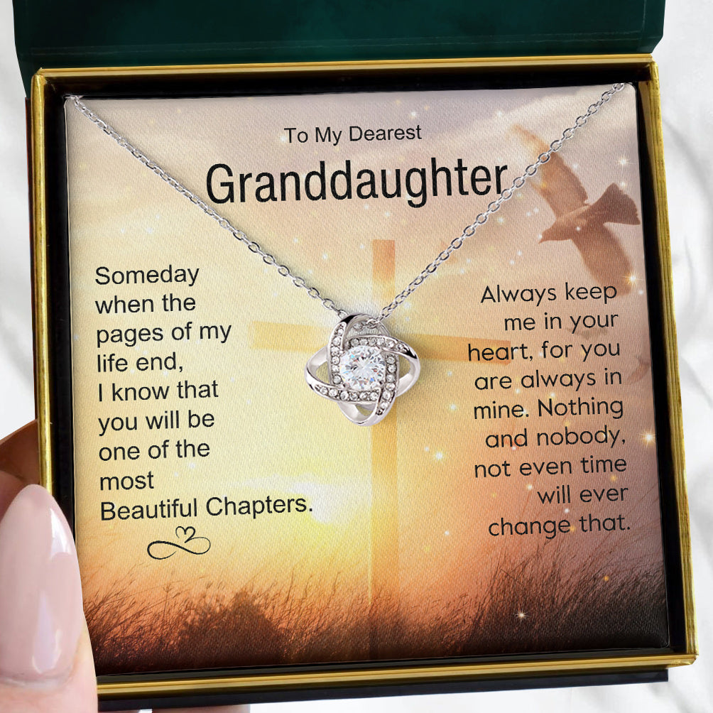 To My Granddaughter | "Pages Of Life" | Love Knot Necklace