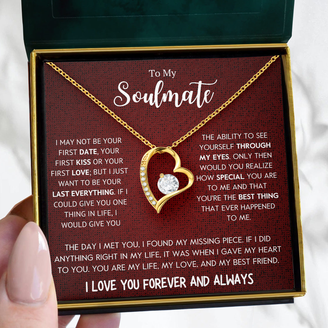 To My Soulmate | "My Life, My Love & My Best Friend" | Forever Love Necklace