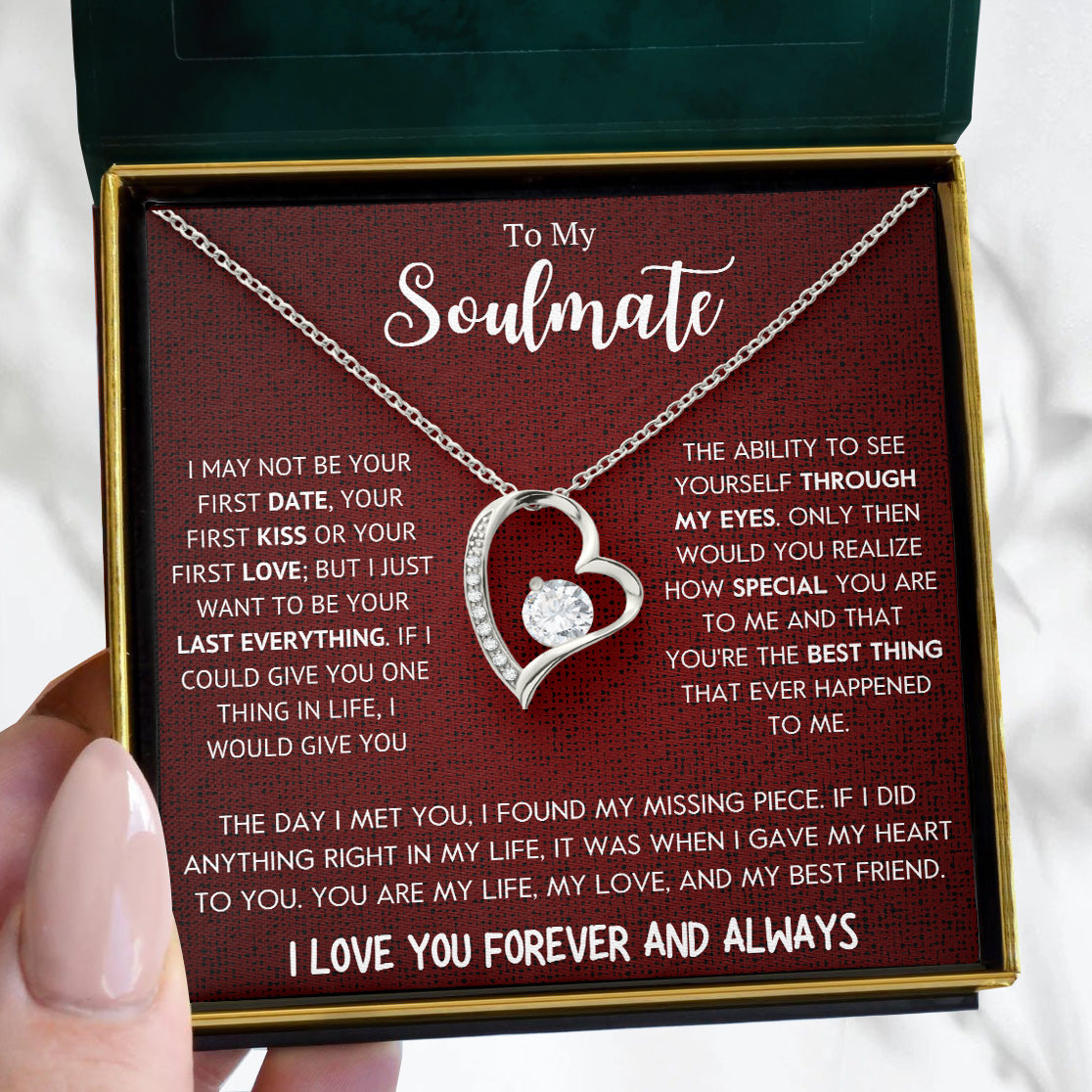 To My Soulmate | "My Life, My Love & My Best Friend" | Forever Love Necklace