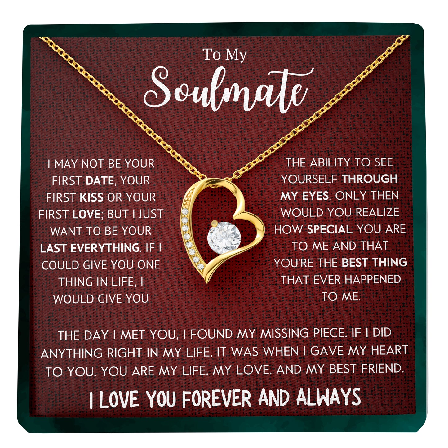 To My Soulmate | "My Life, My Love & My Best Friend" | Forever Love Necklace