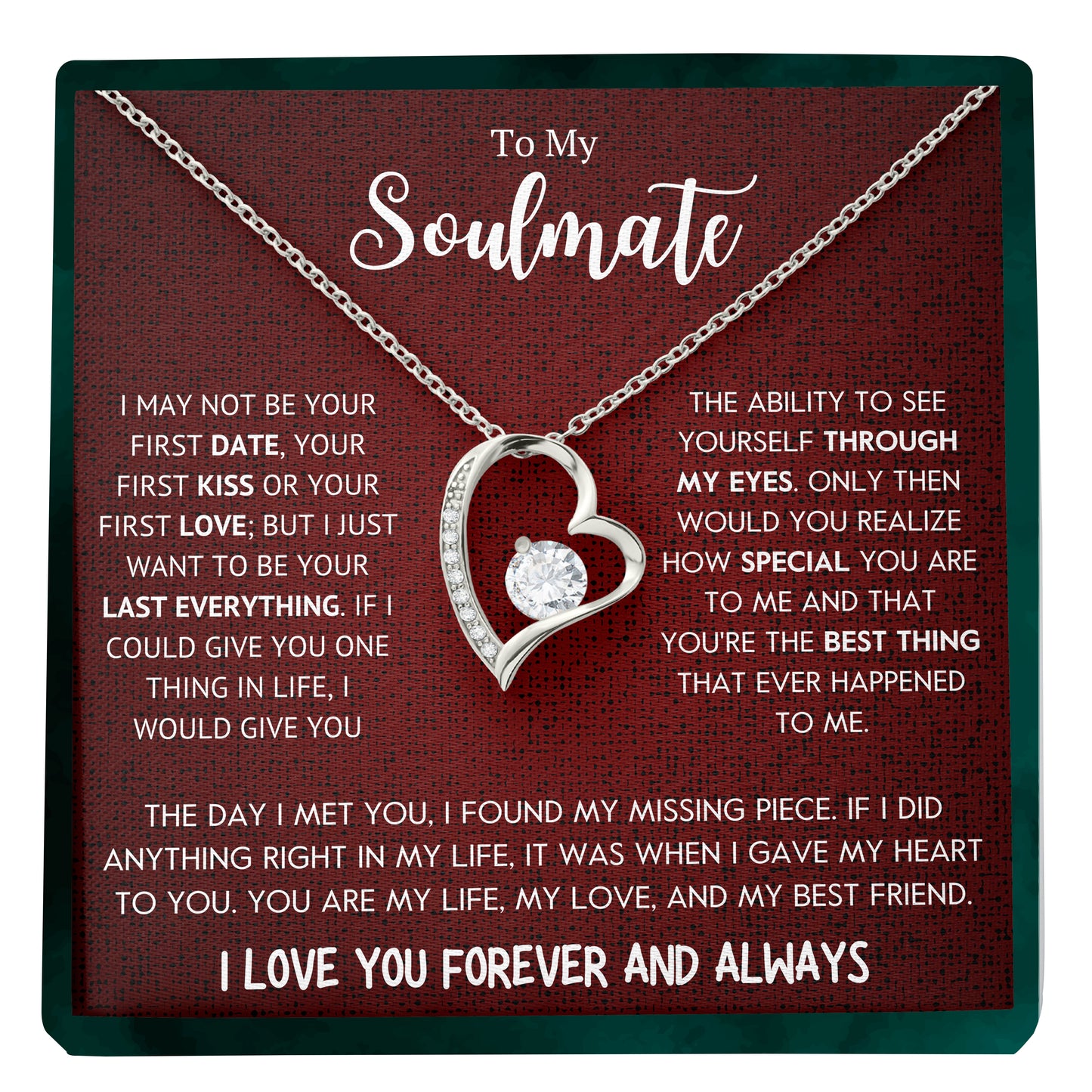 To My Soulmate | "My Life, My Love & My Best Friend" | Forever Love Necklace