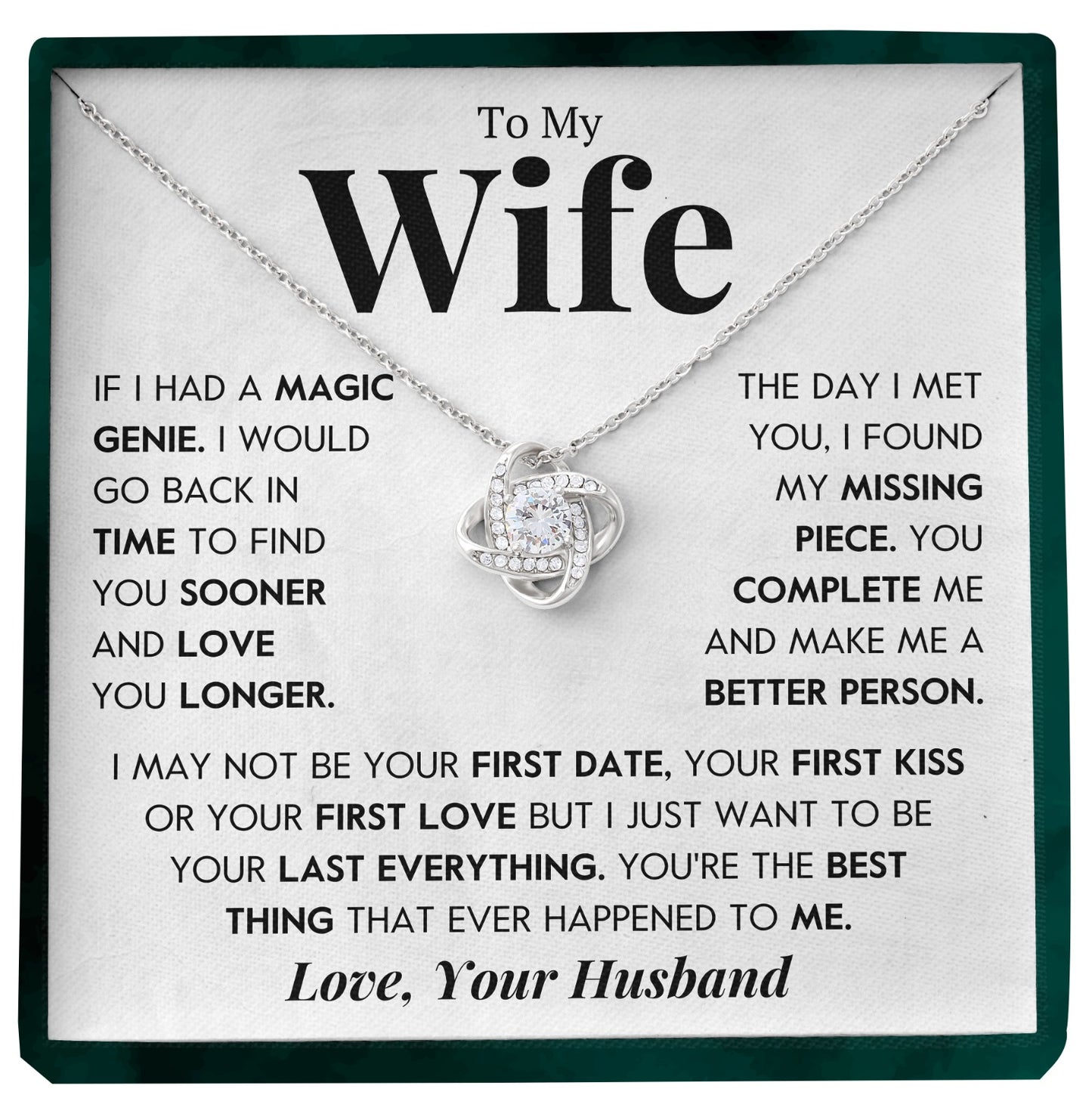 To My Wife | "Missing Piece" | Love Knot Necklace