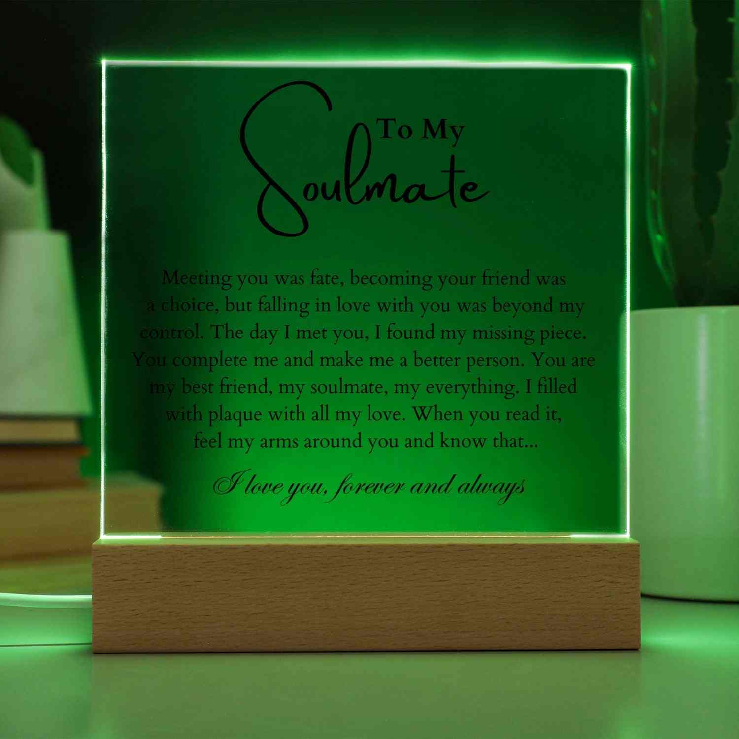 To My Soulmate | "Beyond My Control" | Acrylic LED Lamp - Right In The Feels