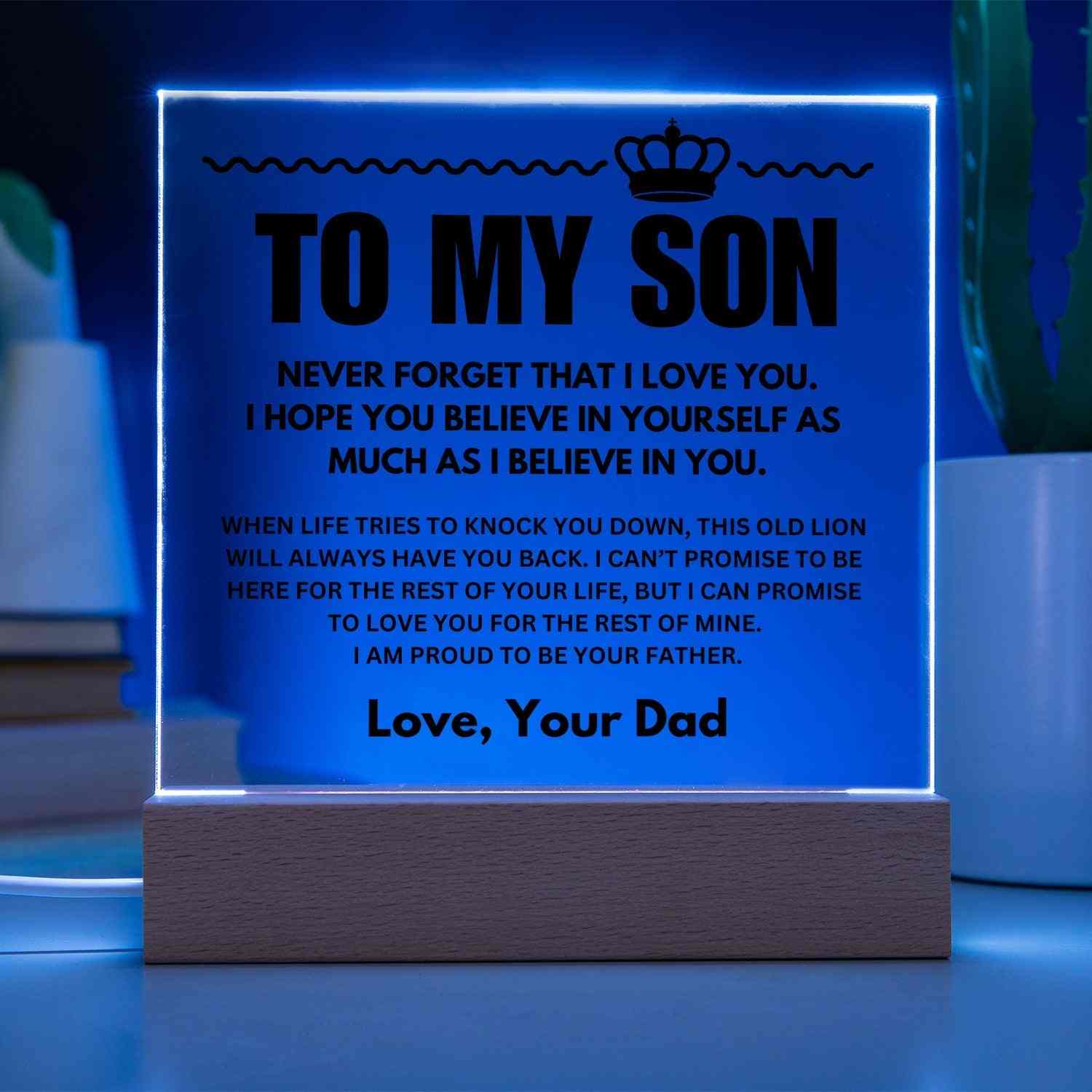 To My Son | "Straighten Your Crown" | Acrylic LED Lamp - Right In The Feels