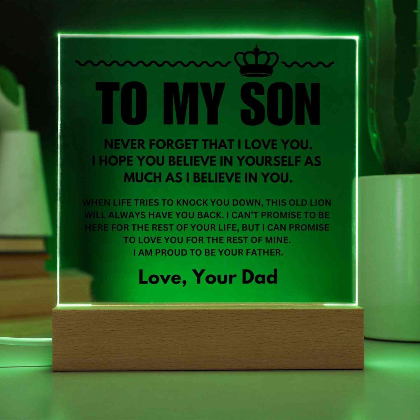 To My Son | "Straighten Your Crown" | Acrylic LED Lamp - Right In The Feels