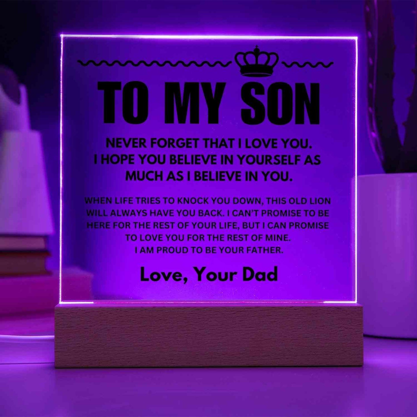 To My Son | "Straighten Your Crown" | Acrylic LED Lamp - Right In The Feels