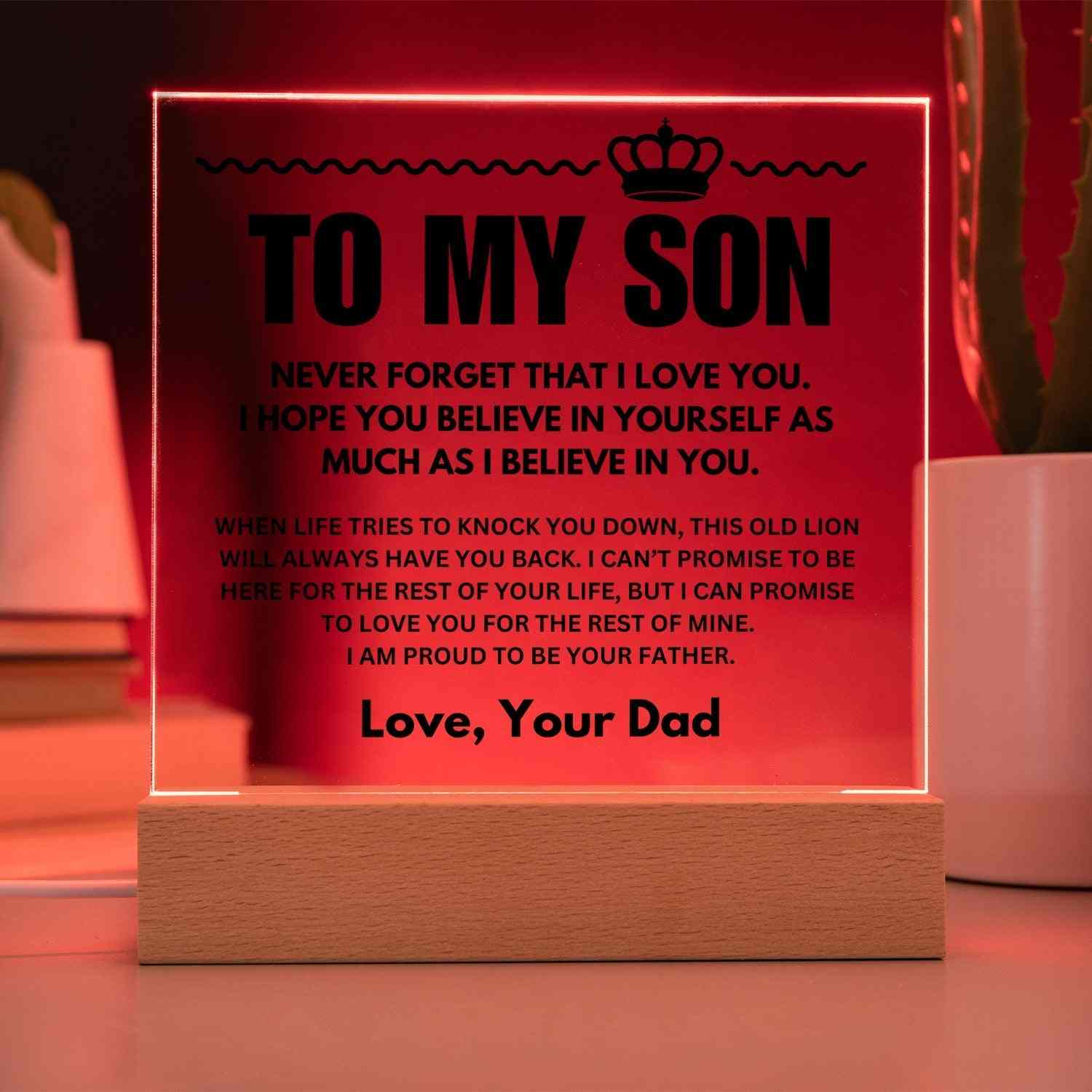 To My Son | "Straighten Your Crown" | Acrylic LED Lamp - Right In The Feels