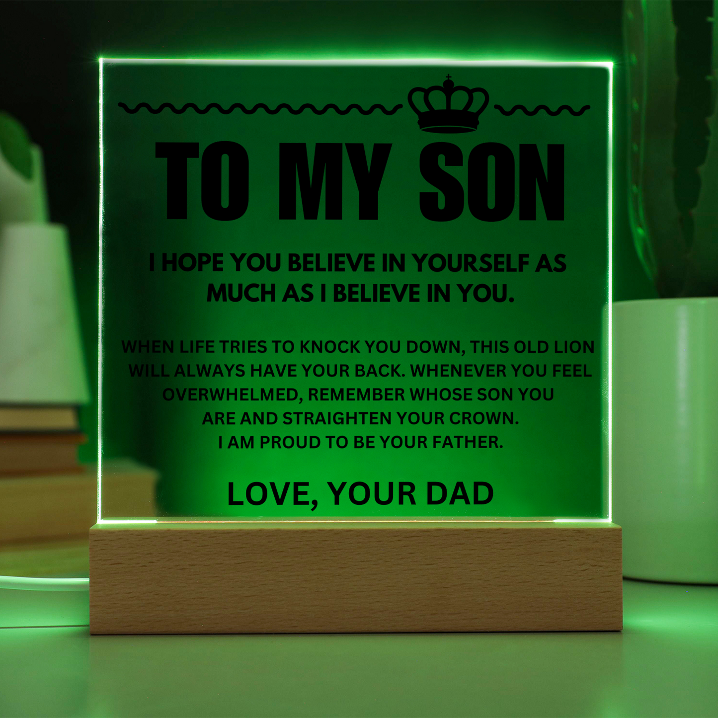 To My Son | "This Old Lion" | Acrylic LED Lamp