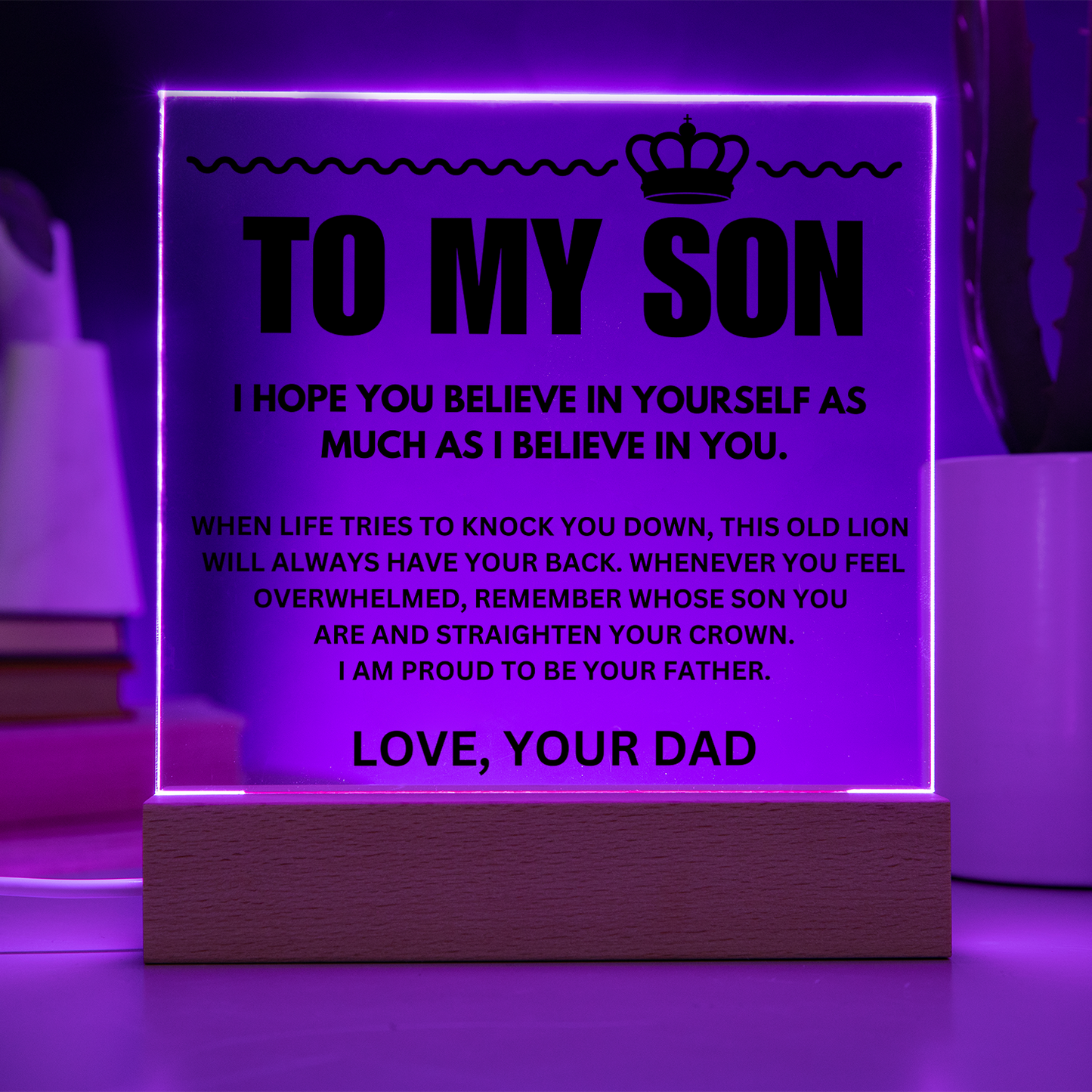 To My Son | "This Old Lion" | Acrylic LED Lamp