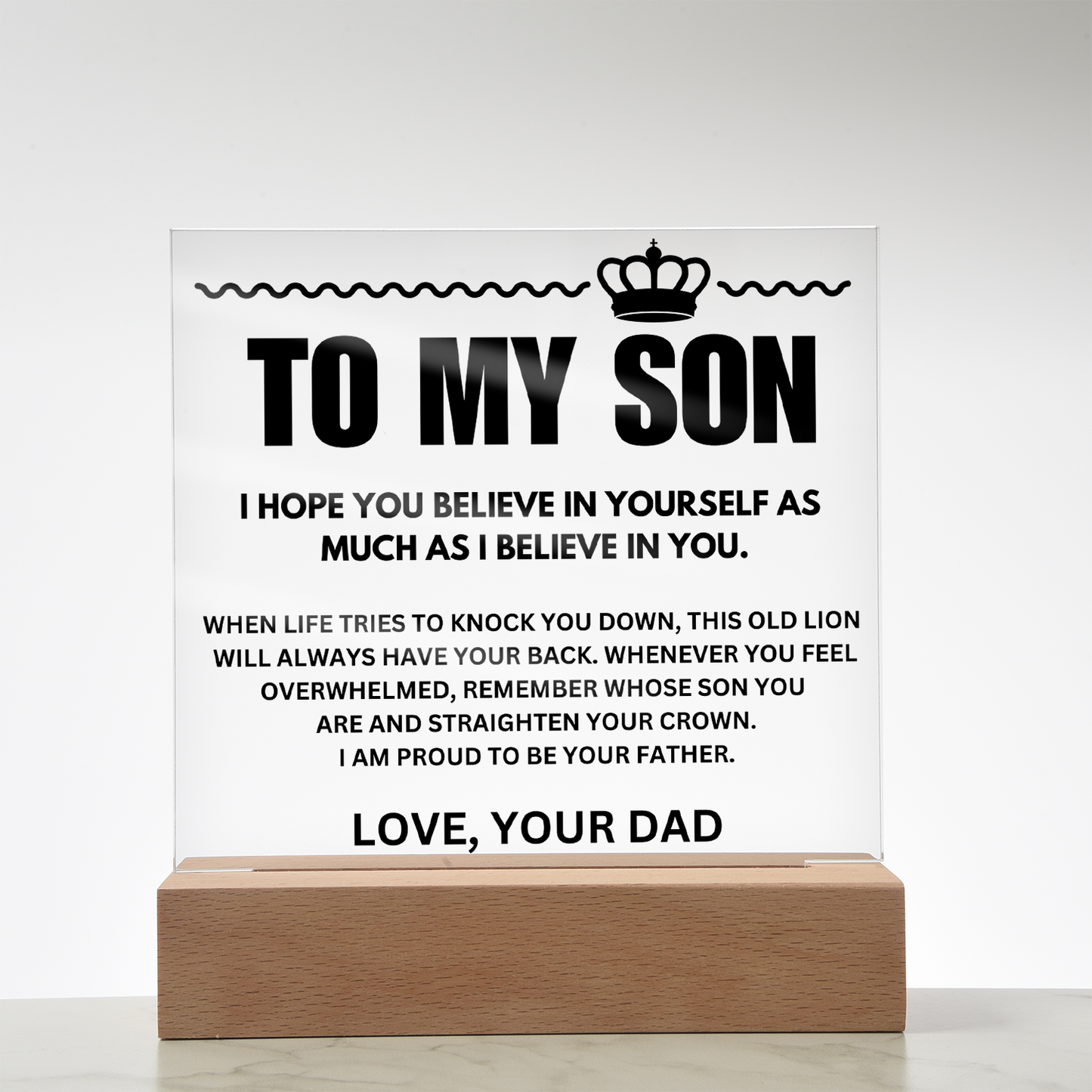 To My Son | "This Old Lion" | Acrylic LED Lamp