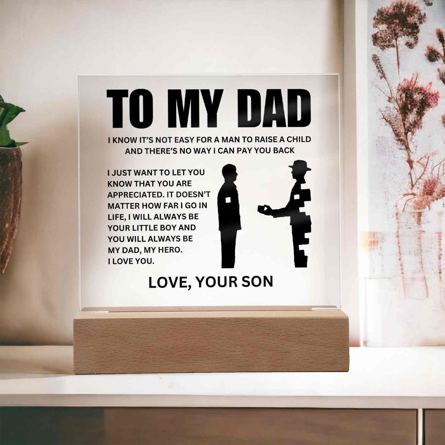 To My Dad | "My Hero" | Acrylic LED Lamp - Right In The Feels