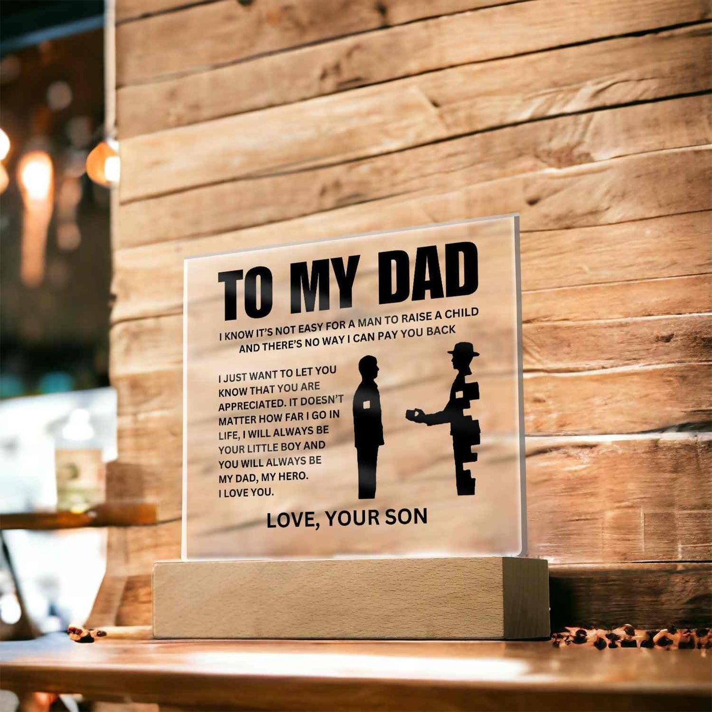 To My Dad | "My Hero" | Acrylic LED Lamp - Right In The Feels