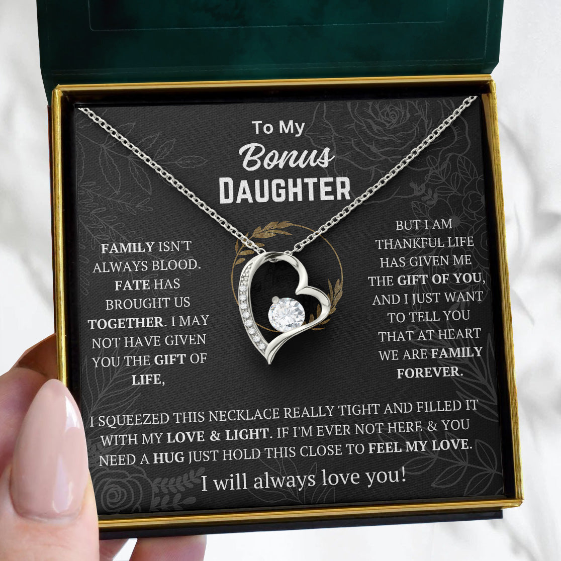 To My Bonus Daughter | "Carry You In My Heart" | Forever Love Necklace - Right In The Feels